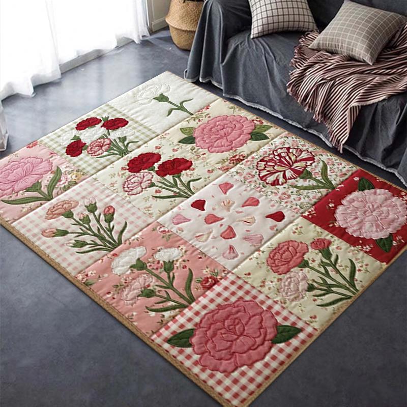 2025 New Coffee&Carnations Carpet Rug for Living Room Bedroom Home Sofa Decoration,Kids Play Non-slip Floor Mat11