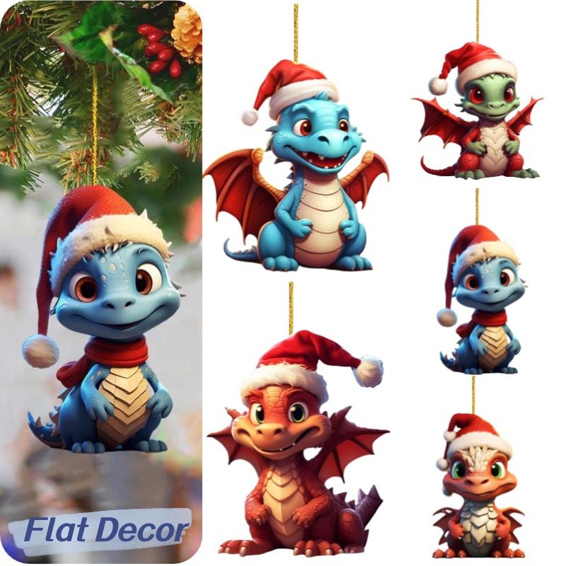 Festlicher Weihnachtsdrache Autoanhänger Acrylmaterial Cartoon-Stil Mehrfarbig Automobil-Innendekor