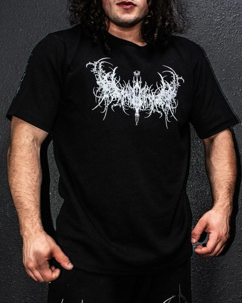 Y2K Black T Shirt With White Horror Pattern Skulls Snakes Spider Design Unique Gothic Style Street Trendy Dark Aesthetic Top