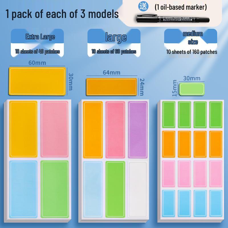 Waterproof Self-Adhesive Name Labels and Colorful Sticky Notes