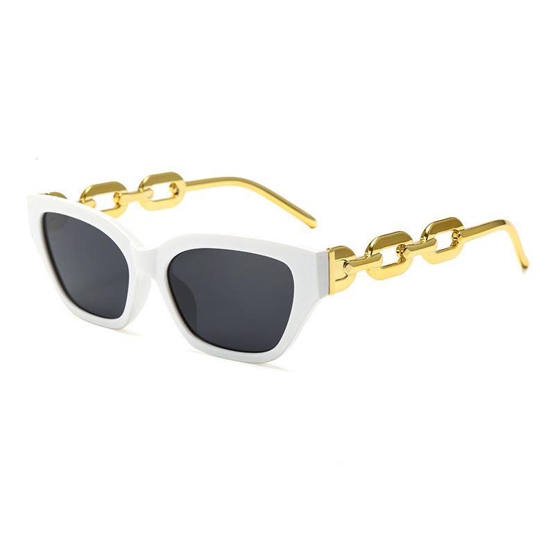 Trendy 2022 Women s Hip Hop Polygonal Small Frame Metal Chain Sunglasses As Shown