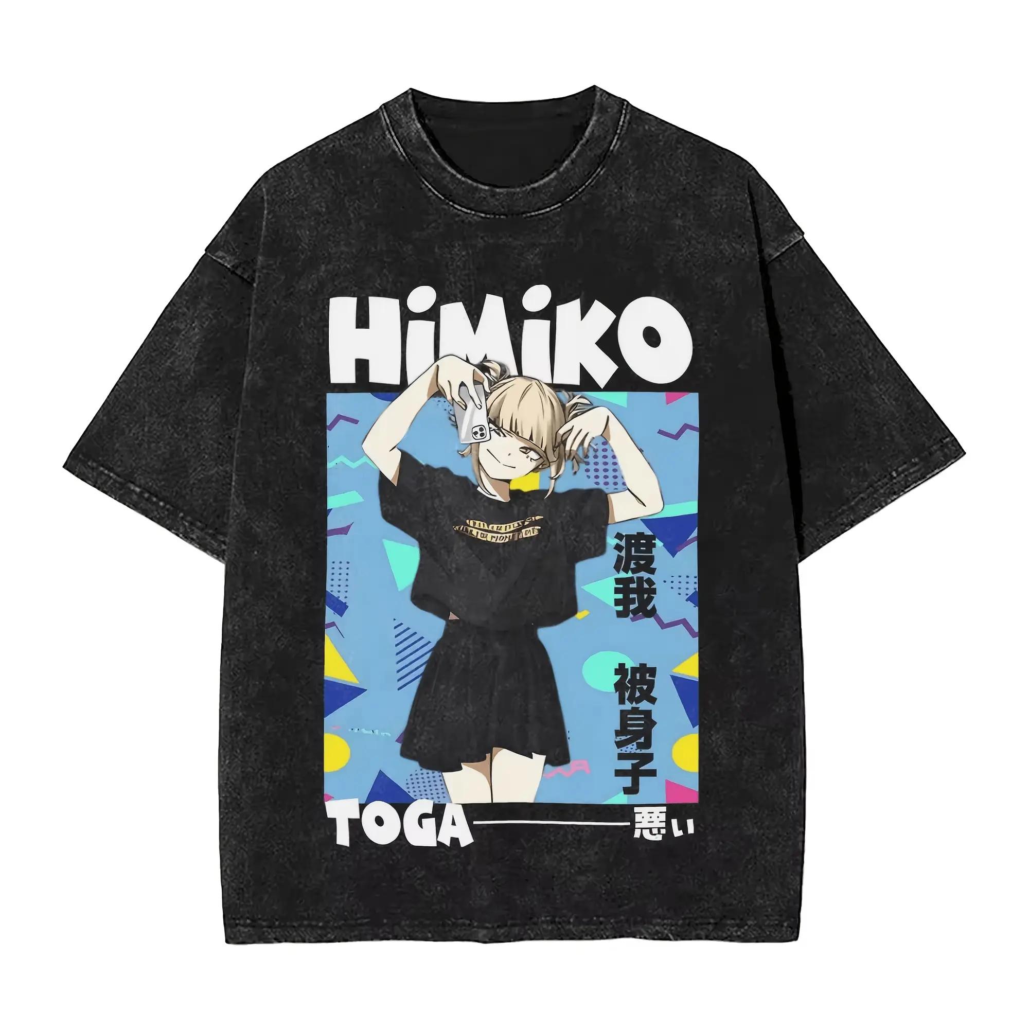 

Toga Himiko My Hero Academia T-shirt Men Women Clothing Gothic Y2k Washed Oversized T Shirt Summer Short Sleeve Cotton Tee Tops S чёрный