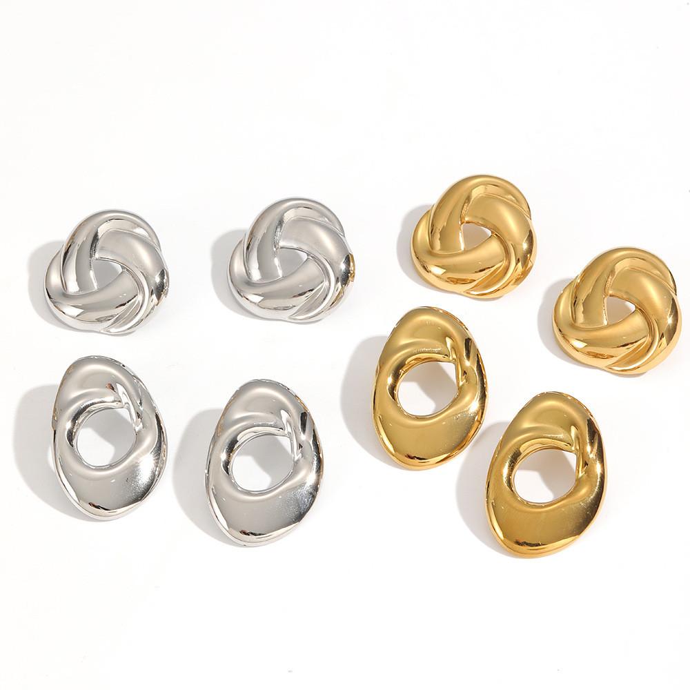 Geometric Stainless Steel Earrings For Women With Gold Plating Fashion Jewelry