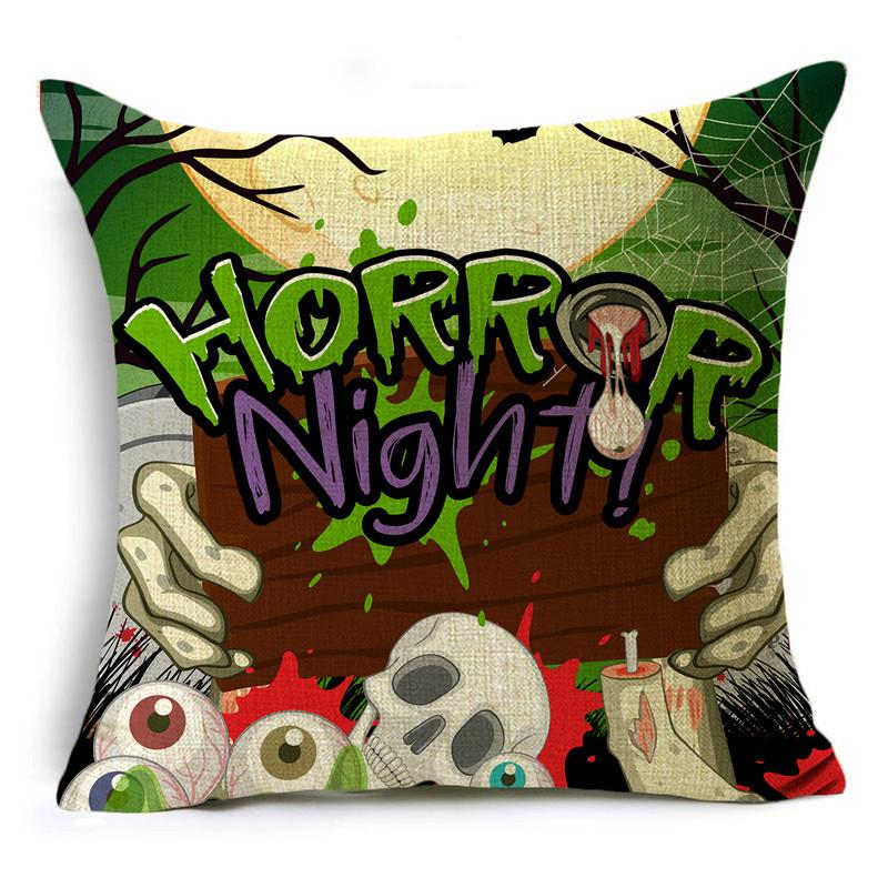 Fashion Happy Halloween Cartoon Patterns Pumpkin Ghost Linen Throw Pillowcase Decorative Cushion Cover For Sofa Livingroom Party