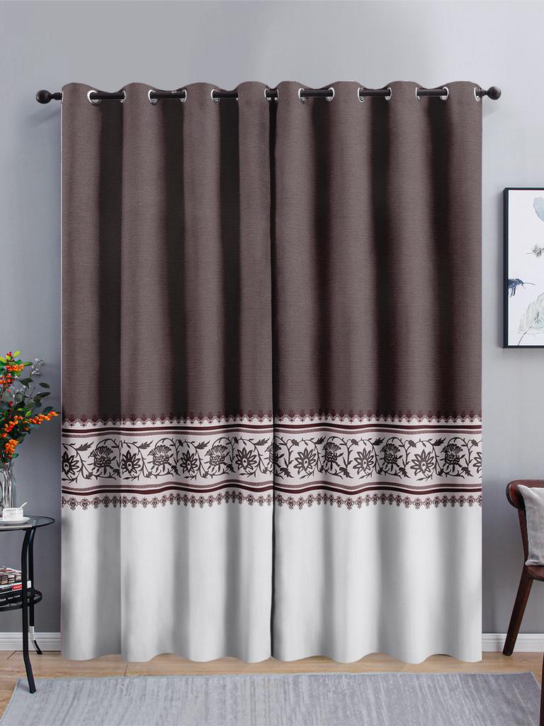 Chinese Pattern Simple Atmosphere Bedroom Curtain 3D Digital Printing Blackout Curtain Punching