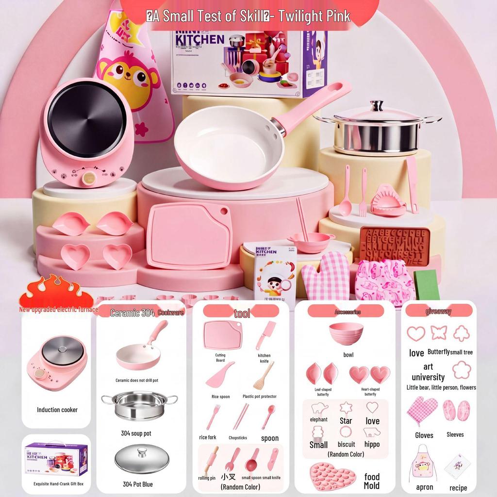 Mini Kitchen Set: Real Cooking & Eating Educational Toy for Boys & Girls - Perfect Children's Day Gift
