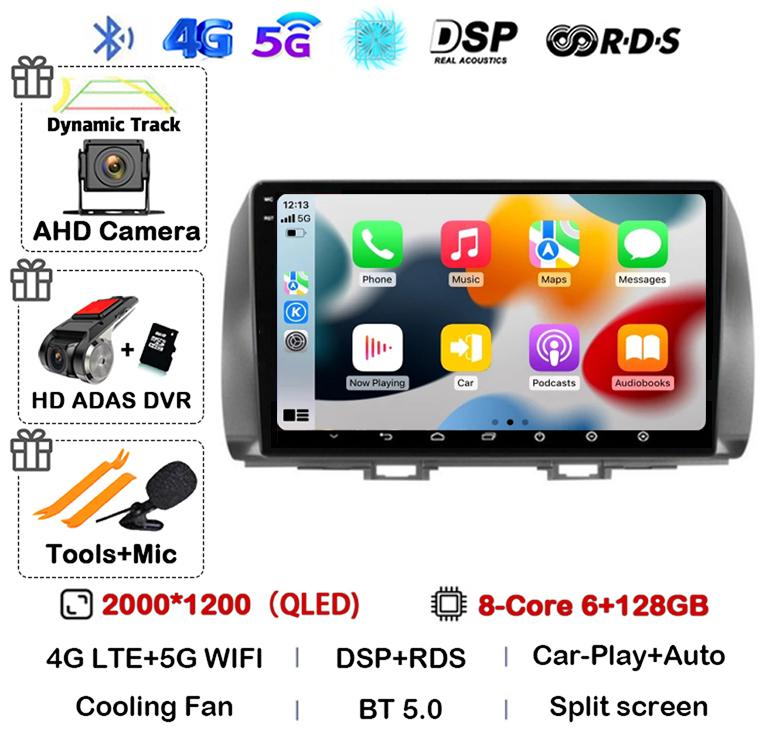 Android 14 Carplay Auto For Toyota BB 2 QNC20 2005-2016 Car Radio Multimedia Video Player Navigation GPS 4G+WIFI Stereo Audio BT