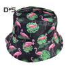 Fisherman Hat Flamingo Printing Unisex Sun Hat Double-sided Travel Camping Cap UV Protection Foldable Short Brim Outdoor Activities Headwear