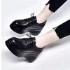 Soft Leather Muffin Bottom Deep Mouth Single Shoes Women 2025 Spring and Autumn New Small Pointed Muffin Shoes Lace Up Small Leather Shoes Women