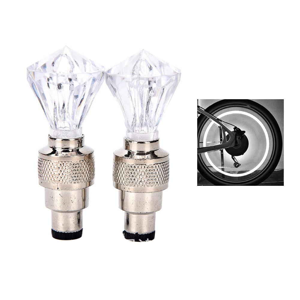 1Pair Gemstone Bicycle Valve Light Vibration Type Tire Light For American And French Valve Stem Cycling Equipment