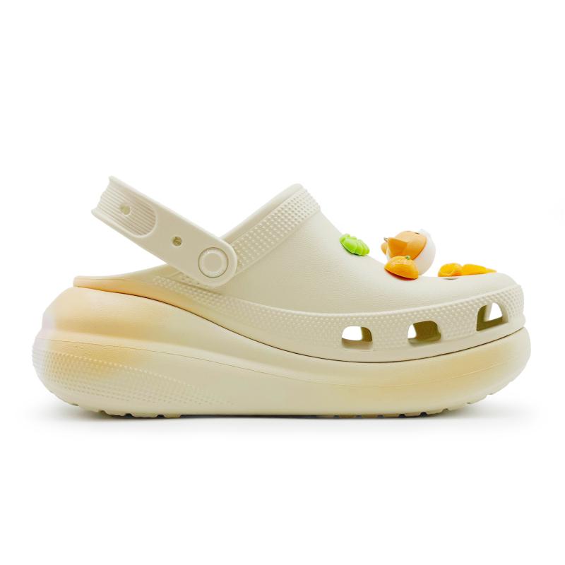 Crocs Crush Clog REGO Hot Dog Cute Fruit Detachable Accessories Stepping On Poop Shoes Unisex Same White and Yellow