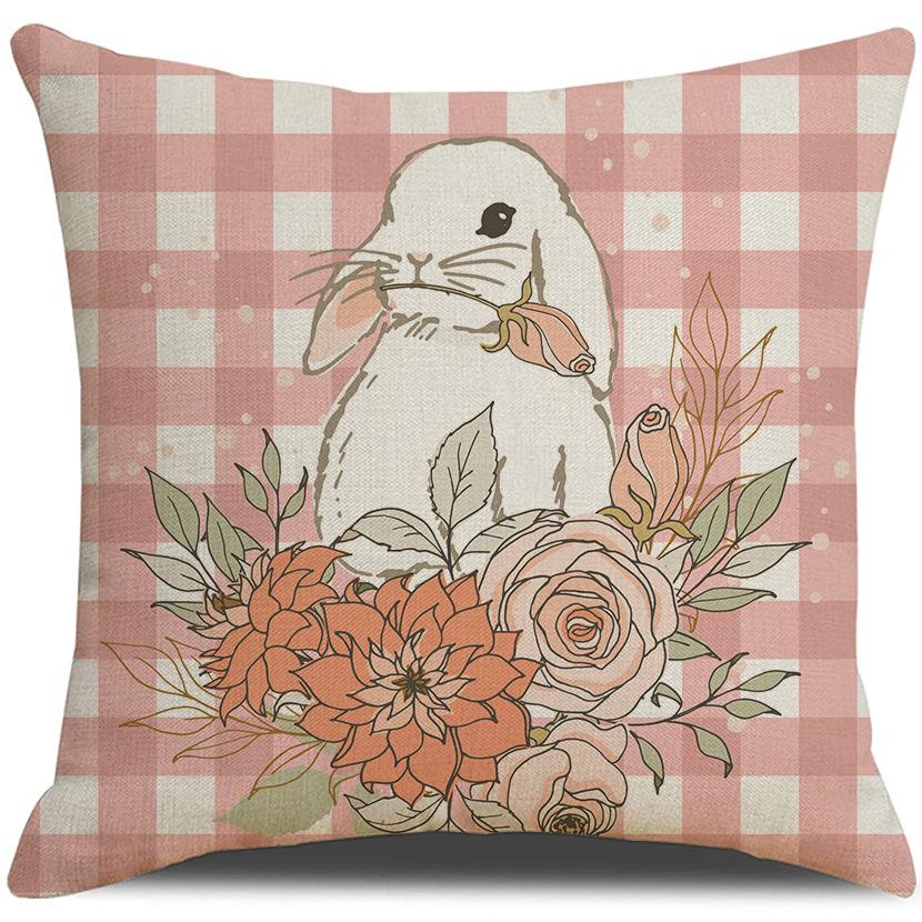 

Новая Пасхальная Розовая Клетчатая Наволочка Весенний Мультяшный Кролик Декоративная Подушка Чехол для Подушки на Диван 45 * 45Cm (excluding pillow core)