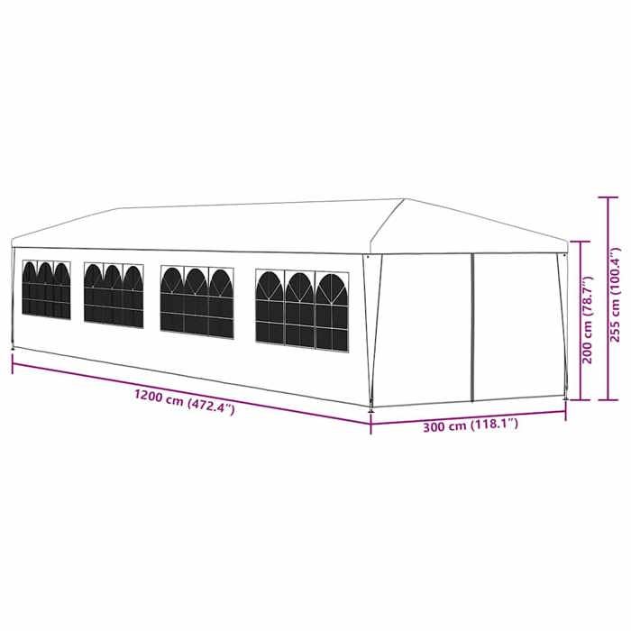 VidaXL Tente de Réception 3x12 m Vert Tonnelle Chapiteau de Jardin Pavillon 45107
