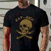 Men T-Shirt Eat The Rich Graphic Motorcycle Cotton O-neck Short Sleeve T Shirt Hip Hop Streetw