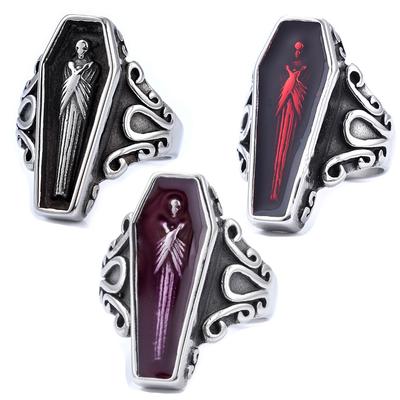 Skull Zombie Coffin Resin Ring for Men and Women Gothic Style Unisex Jewelry