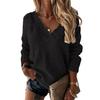 Maglione Casual alla Moda da Donna Autunno e Inverno Colore Unico Maglia a Manica Lunga con Scollo a V Top in Maglia da Donna Commercio Estero