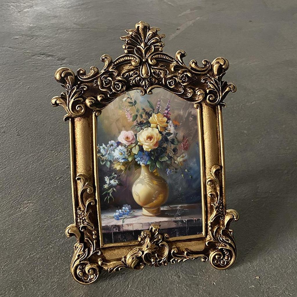 Ornate Picture Frame Tabletop Wall Hanging Ornament Antique Picture Frame for Photo Gallery Home Decor Wedding Bedroom Hallway