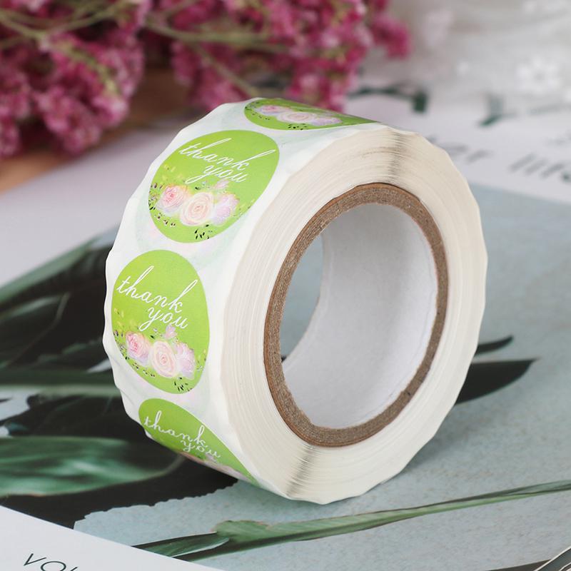 Buy 500Pcs/Roll Fashion Flower Thank You Sticker Seal Label Packaging ...