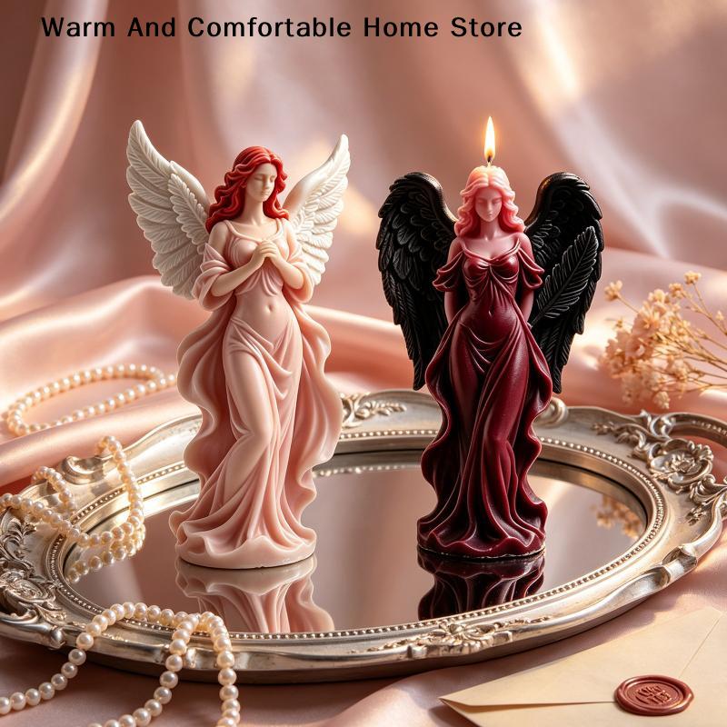 Wings Goddess Scented Silicone Candle Mould DIY Prayer Angel Sculpture Gypsum Resin Mold Women Candle Making Supplies Home Decor