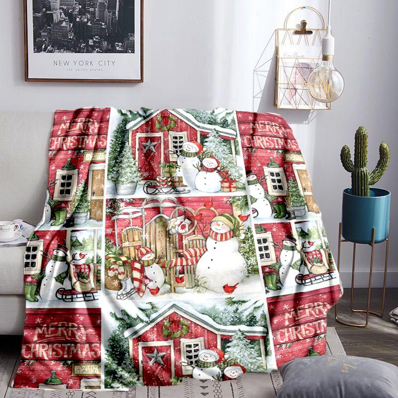 Deka přátelství Santa Sněhulák Lehká flanelová přikrývka na postel Perfektní pro cestování, kempování, obývací pokoje, kanceláře, pohovky, ventilátor Vánoční dárek