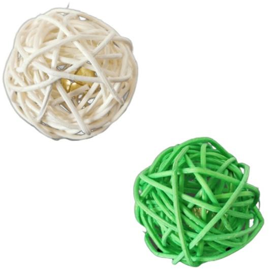 Puntos Chew Sound Toy Pet Cats Kitten Bell Rattan Ball Cage Playing Interactive Bite