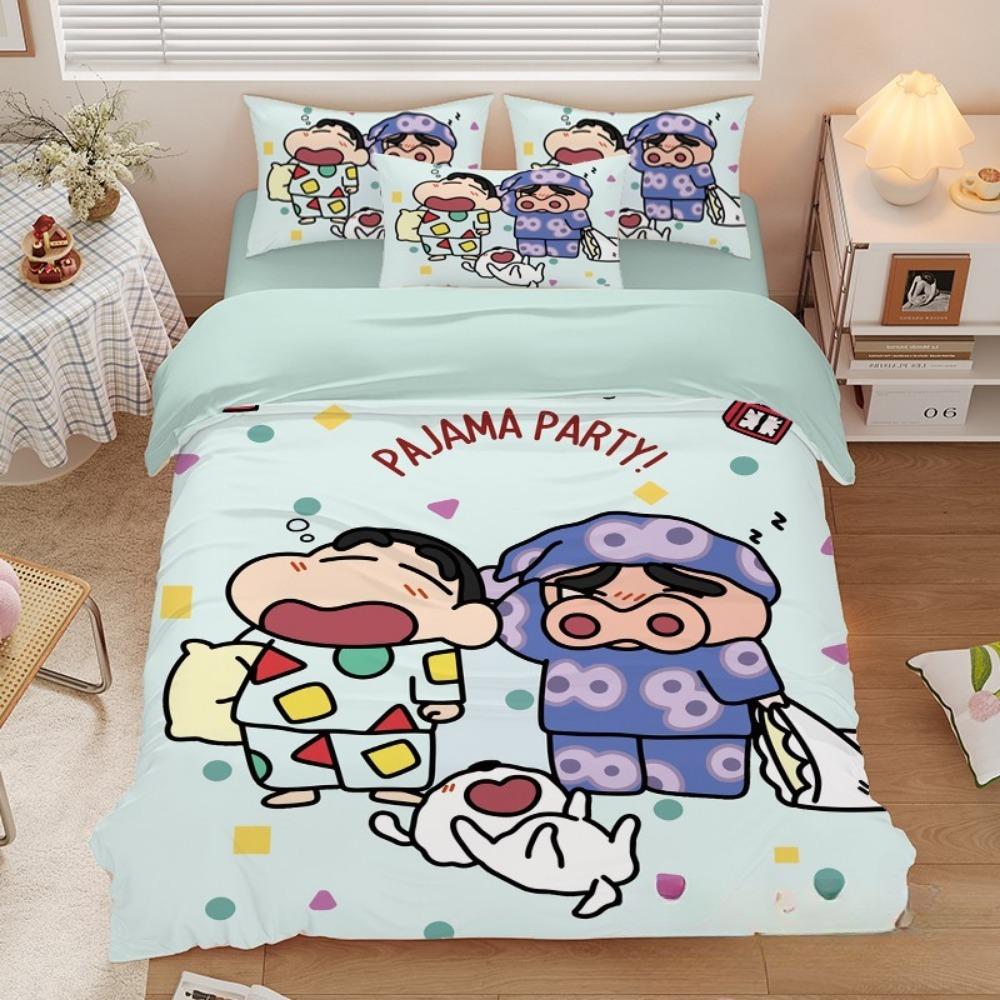 Uroczy Crayon Shin chan, Zestawy pościeli z mikrofibry, Pościel dziecięca z zamkiem błyskawicznym, Dekoracja pokoju, Poszwa na kołdrę dla nastolatków i dorosłych