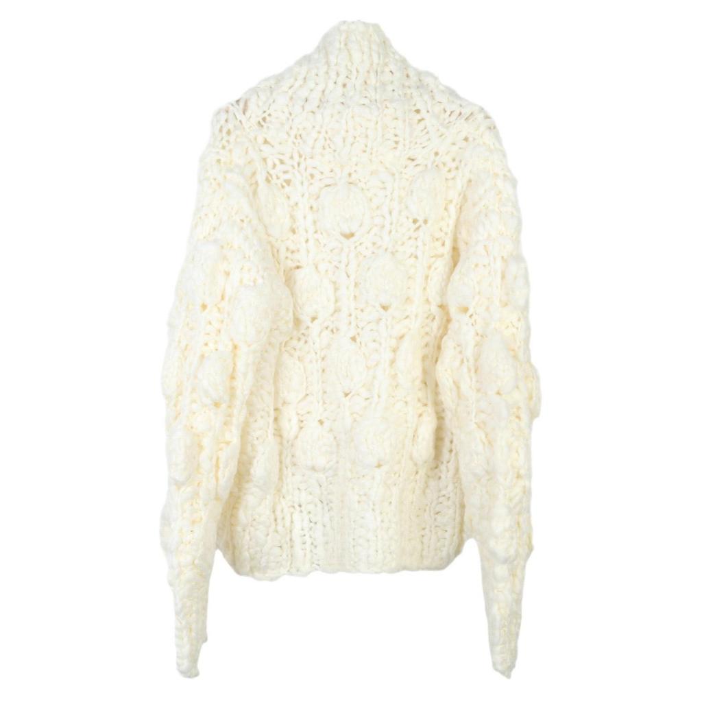 Women's Chunky Knit Zipper Cardigan: Fall/Winter Loose Handmade Sweater with Turn-Down Collar