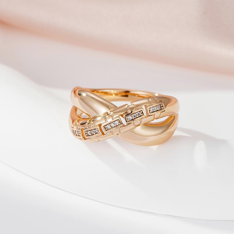 Prsteny Kinel lesklé zlaté barvy Unisex sada zirkonů