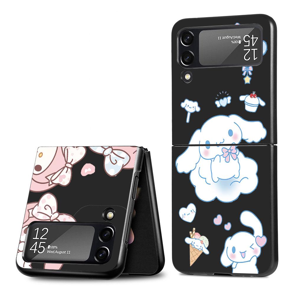 Cinnamoroll My Melody Case for Samsung Galaxy Z Flip4 Flip3 5G PC Hard Cell Phone Shell Z Flip 4 3 Black Coque Zflip4 Cover