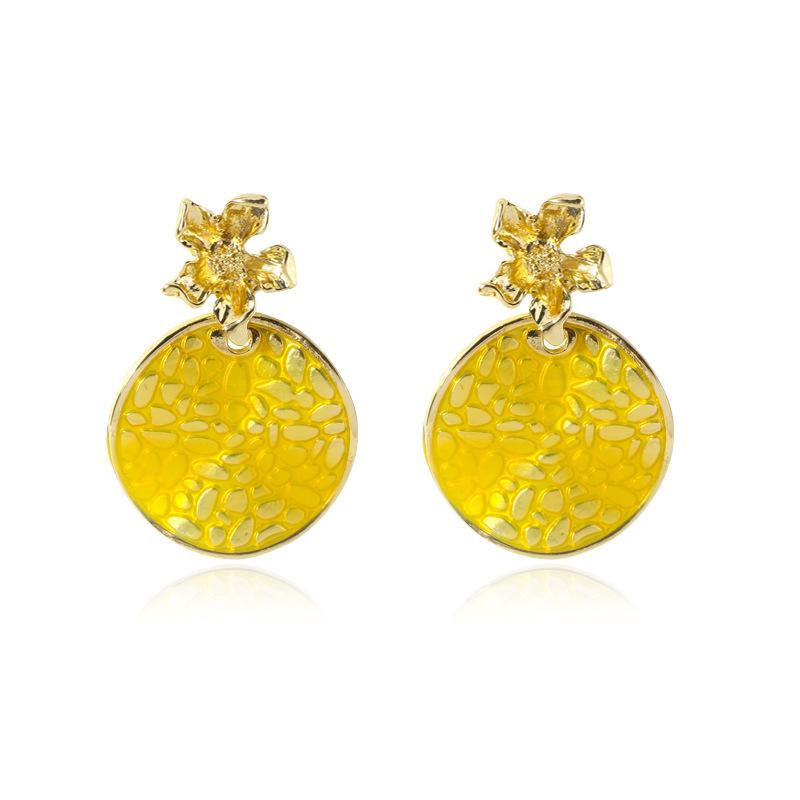 European Stylish American Metal Flower Earrings For Women Multiple Colors