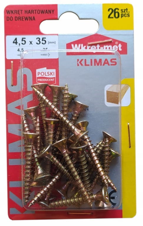 Hardened wood screws 45x35mm 26pcs PZ2 gold