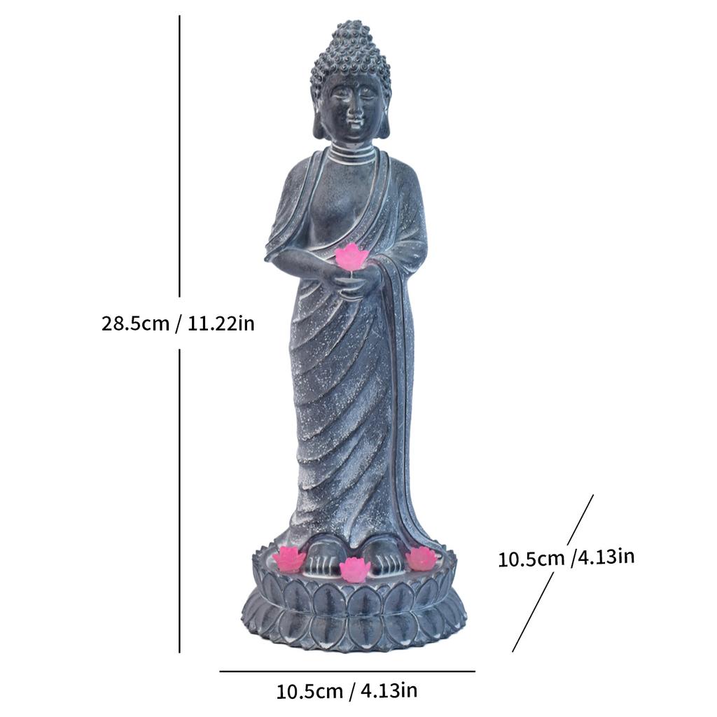 JYL TS/071,Buddha Mini Landscape Resin Statue Solar Light Zen Buddha Decor for Outdoor Garden Night Lamp
