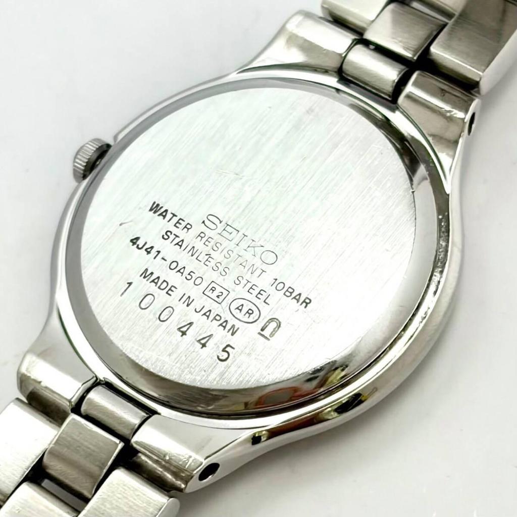 Used [New Battery] SEIKO EXCELINE Ladies Watch Roman Silver 4J41-0A50 100445