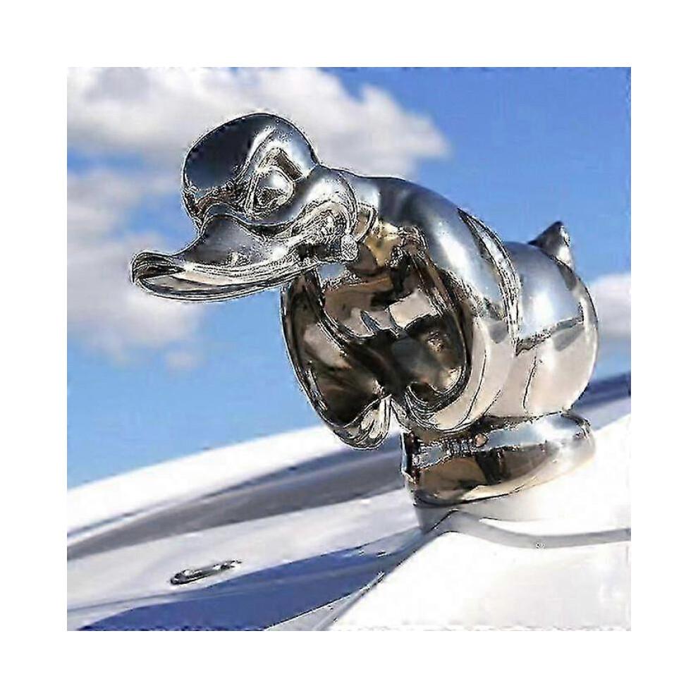 3D Angry Duck Chrome Metal Hood Ornament, Silver Car & Desktop Decoration Accessory