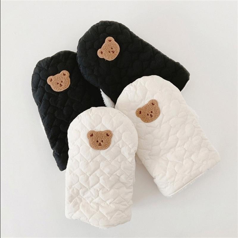 Cartoon Bear Baby Stroller Gloves Toddlers Pram Mittens Windproof Wear-resistant Hand Warmer for Outdoor Activities