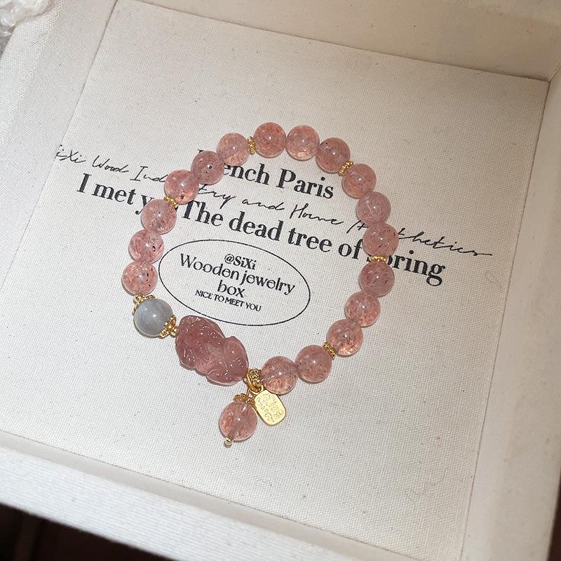 Natural Crystal Beaded Bracelet: Yellow & White Retro Wenwan Style, Light Luxury, High-End Jewelry