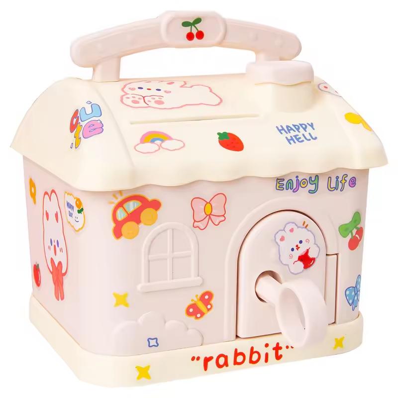 Cute House Money Box With 3D Sticker Kawaii Piggy Bank for Kids Adults Big Size Savings Box for Coins Banknotes Birthday Gift