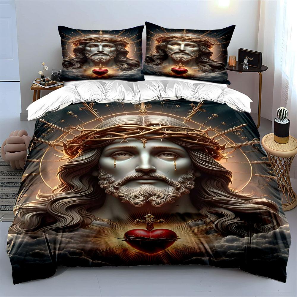 Sacred Heart Jesus Artwork Bedding Duvet Cover Set (1*Duvet Cover 2*Pillowcases, without duvet insert)