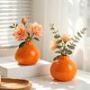 Dekorative Keramik-Knospenvase in Orangenform, Modernes Frucht-Design Kleiner Hydrokultur-Pflanzer für Zuhause, Zimmer, Büro, Tischdekoration