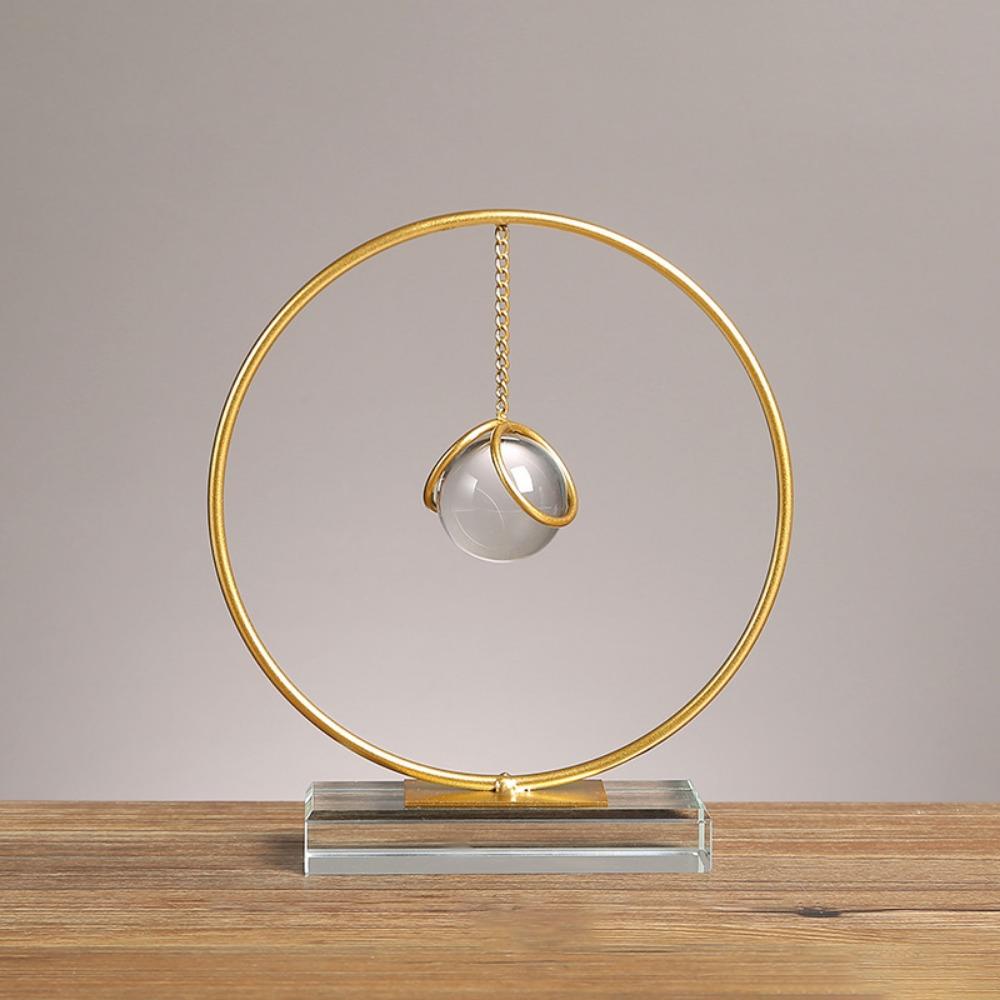 Light Luxury With Bracket Crystal Ball Ornaments Geometric Abstract Crystal Ball Sculpture Desktop Decor Stand Living Room