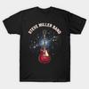Men Black Print T-shirt Steve Miller Band Guitar No-Cut Transfer Paper Print Cotton Tshirt