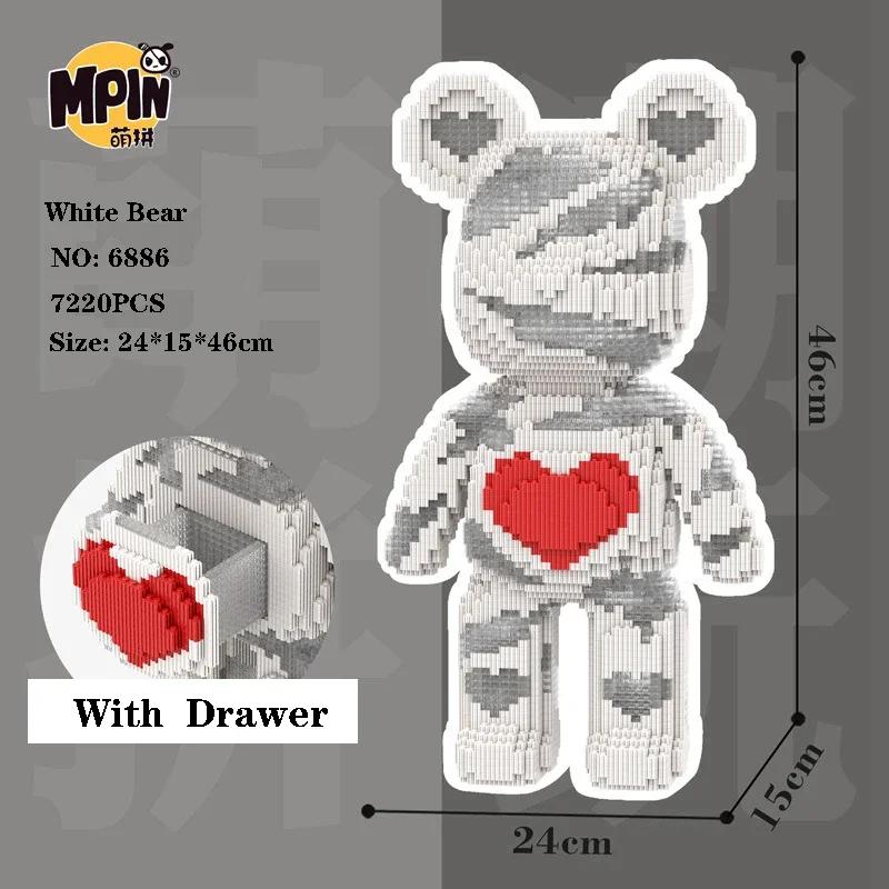 46cm Fluid Art Bear Building Blocks Kawaii Violent Bear Half Anatomy Bear Brick Figure Model Mini Bricks Toys for Birthday Gift