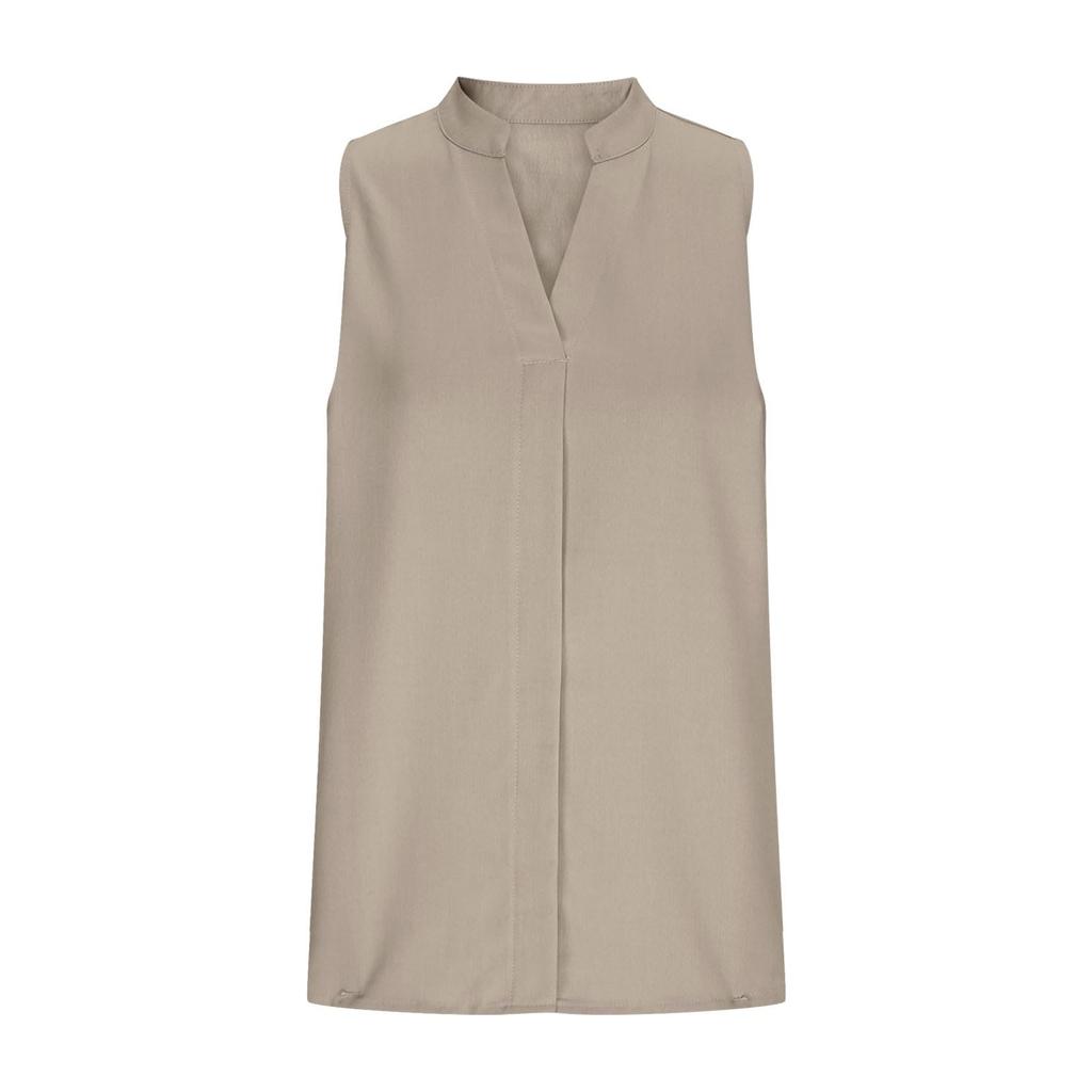 Women's Fashionable Casual Sleeveless Shirt  Plain-Coloured Stand-Up Collar Sexy Tank Top