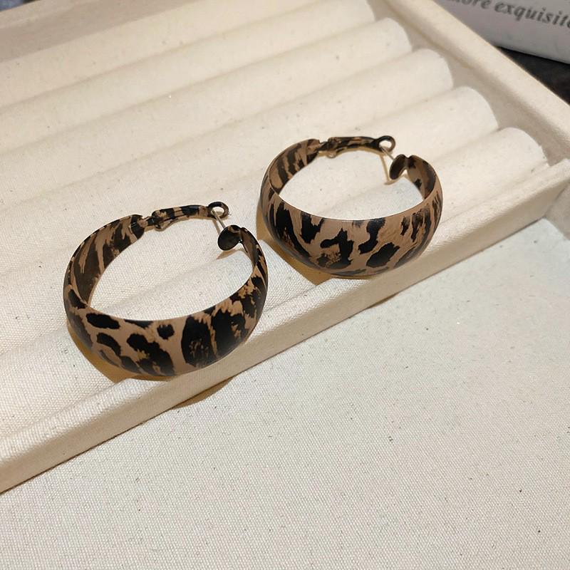 Silbernadel Leopard Harz Geo Runde Ohrringe, Retro Myer Stil, Nischen Design für Frauen