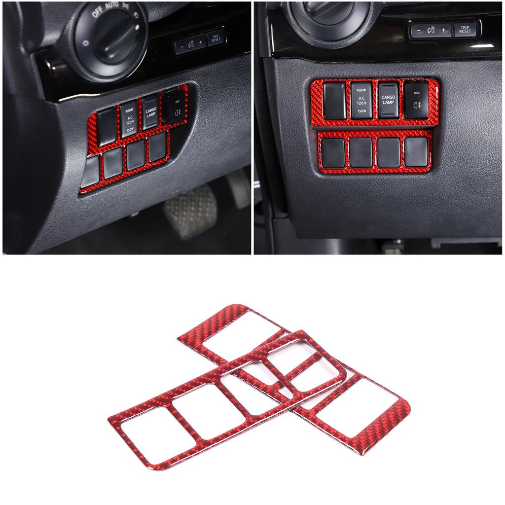 Red Carbon Fiber Driver Integrated Switch Trim Sticker For Nissan Titan 16-23