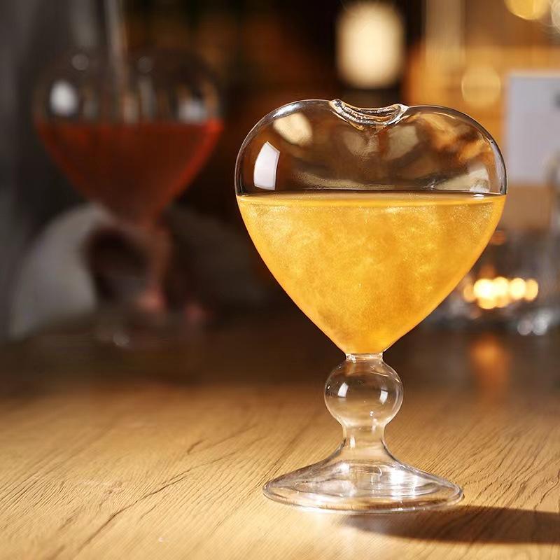 Kreative Herzförmige Tasse Strohhalm Glas Bar Mischglas Saft Getränk Cocktail Hohe Gläser