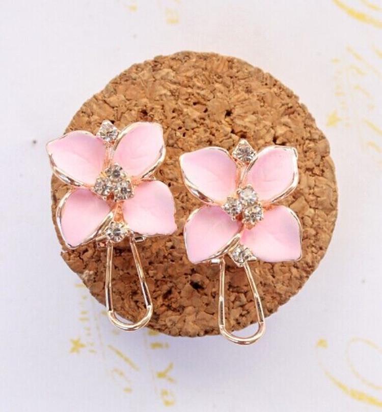 Korean Camellia Earrings: Royal Blue, Three-Dimensional Frosted Clips for Women