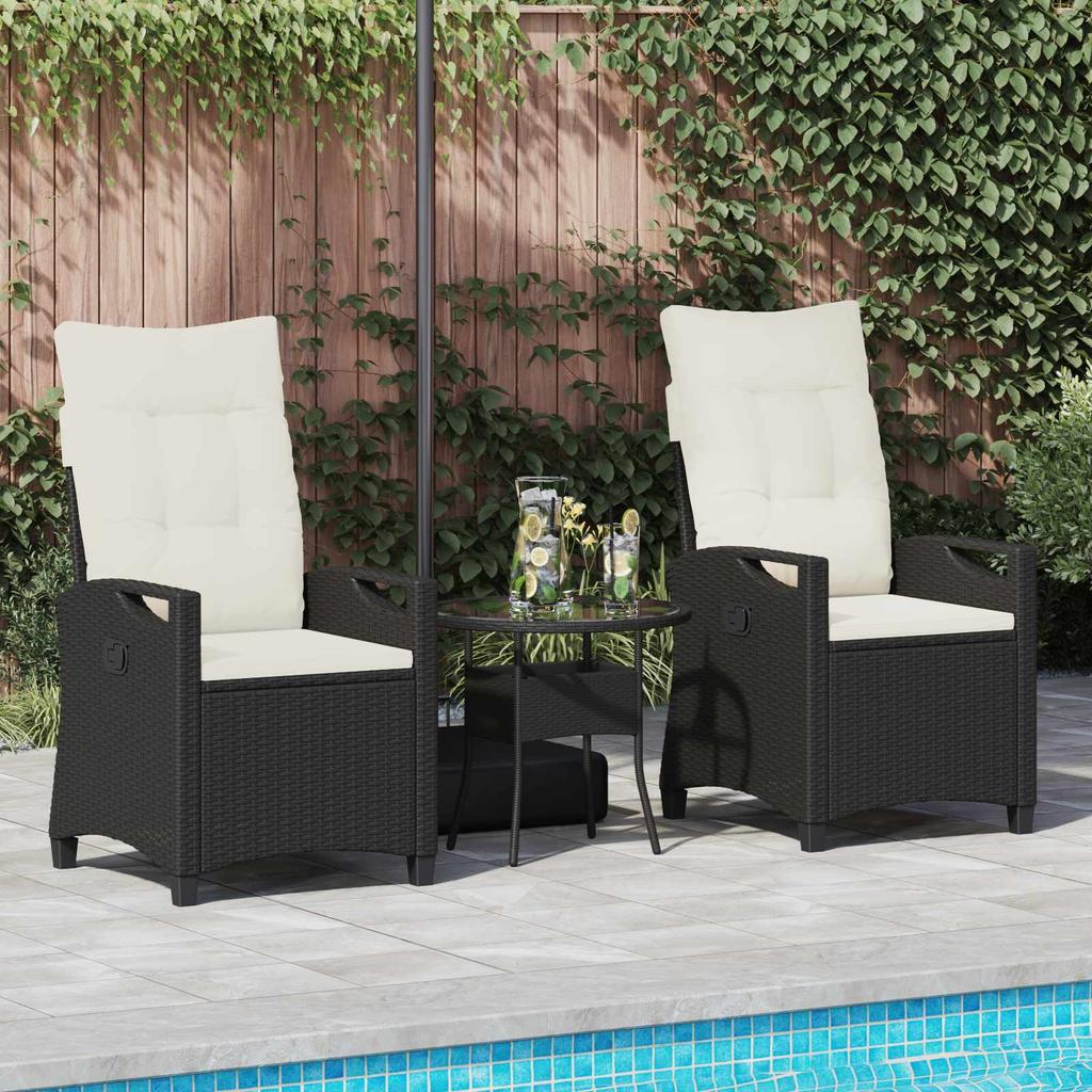 Garden Chair 2 Pcs Black and Cream 56 X 60 X 112 Cm