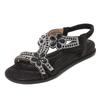 2026 Women Flat Rhinestone Sandals Bohemian Sandals Summer New Non Slip BeachElastic Low Heels Roman Sandals