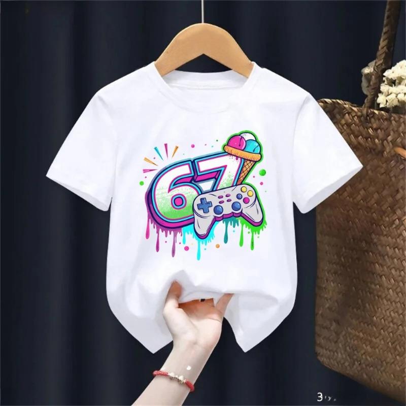 Kids Cotton T-Shirts Cartoon Anime Cat Print Tops for Girls Boys Aphmau Outfits Womens T-Shirts Fashionable Children's Clothing